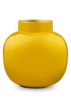 Pip Studio Grote Vazen<Ronde Vaas Metaal 25 Cm Geel