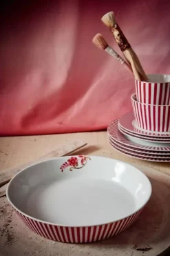 Pip Studio Diepe Borden<Royal Stripes Diep Bord Donkerroze 21.5Cm