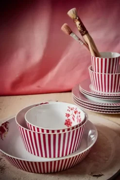 Pip Studio Diepe Borden<Royal Stripes Diep Bord Donkerroze 21.5Cm