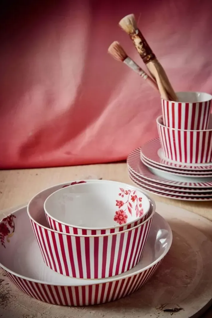 Pip Studio Kommen<Royal Stripes Kom Donker 15Cm Roze