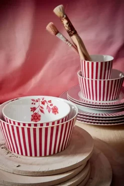 Pip Studio Kommen<Royal Stripes Kom Donker 15Cm Roze