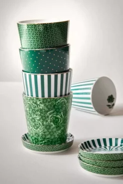 Pip Studio Sets Porseleinen Sets<Royal Stripes Mok & Theetip Groen