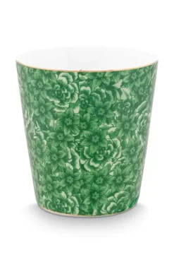 Pip Studio Sets Porseleinen Sets<Royal Stripes Mok Bloemen & Theetip Groen