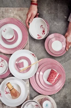 Pip Studio Koffiemokken<Royal Stripes Mok Bloemen Donkerroze