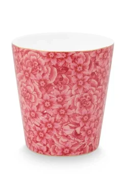 Pip Studio Koffiemokken<Royal Stripes Mok Bloemen Donkerroze