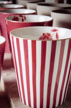 Pip Studio Koffiemokken<Royal Stripes Mok Donker Roze