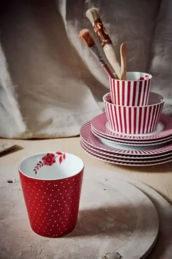 Pip Studio Koffiemokken<Royal Stripes Mok Stippen Donker Roze