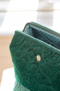 Pip Studio Toilettassen<Toilettas Buidel Extra Groot Velvet Quiltey Days Groen