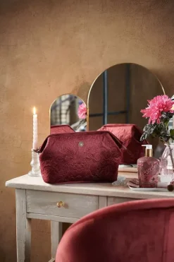 Pip Studio Toilettassen<Toilettas Buidel Extra Groot Velvet Quiltey Days Rood
