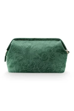 Pip Studio Beauty Cases<Toilettas Buidel Groot Velvet Quiltey Days Groen