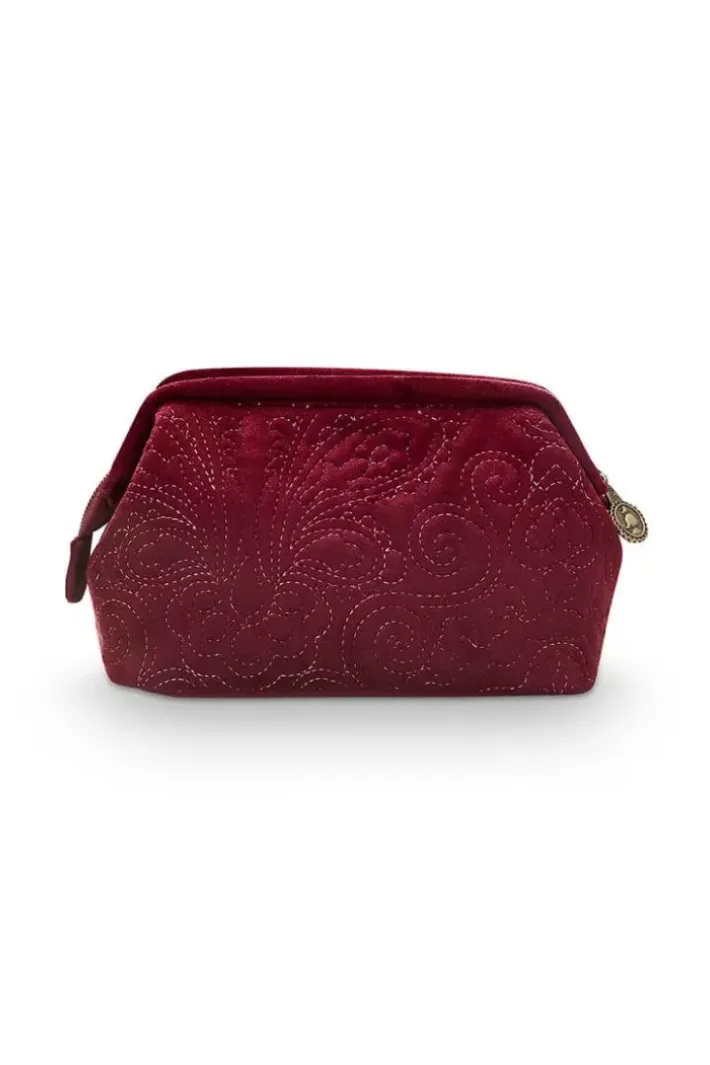 Pip Studio Toilettassen<Toilettas Buidel Klein Velvet Quiltey Days Rood