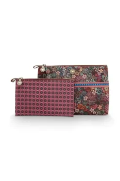 Pip Studio Make-Up Tasjes<Toilettas Combi Groot Tutti I Fiori Roze