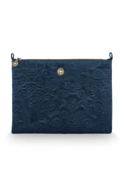 Pip Studio Make-Up Tasjes<Toilettas Groot Velvet Quiltey Days Blauw