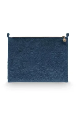 Pip Studio Make-Up Tasjes<Toilettas Groot Velvet Quiltey Days Blauw