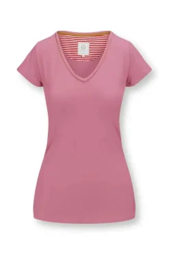 Pip Studio T-Shirts<Top Korte Mouw Solid Roze