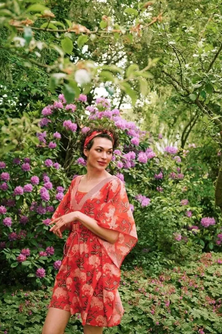 Pip Studio Jurken<Tuniek Flora Firenze Koraal Rood