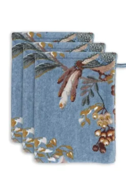 Pip Studio Washandjes<Washandje Set/3 Secret Garden 16X22Cm Blauw